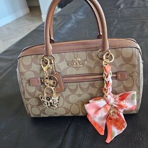 Coach Brown and Tan Signature Handbag